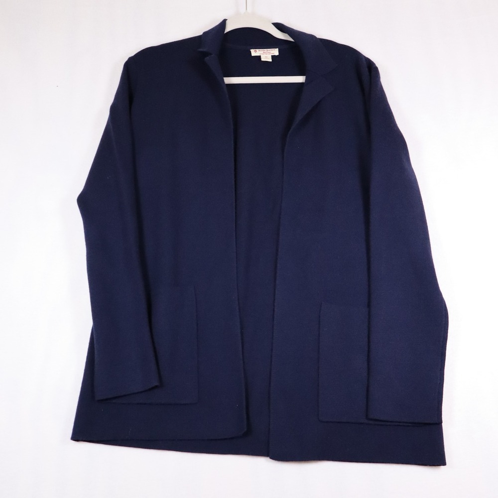 Brooks Brothers Red Fleece Merino Wool Cardigan Womens Med Blue Sweater Chic
